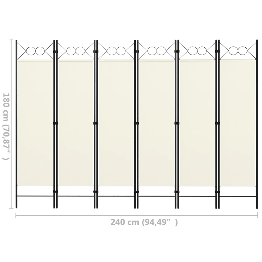 6-Panel Room Divider White 240x180 cm