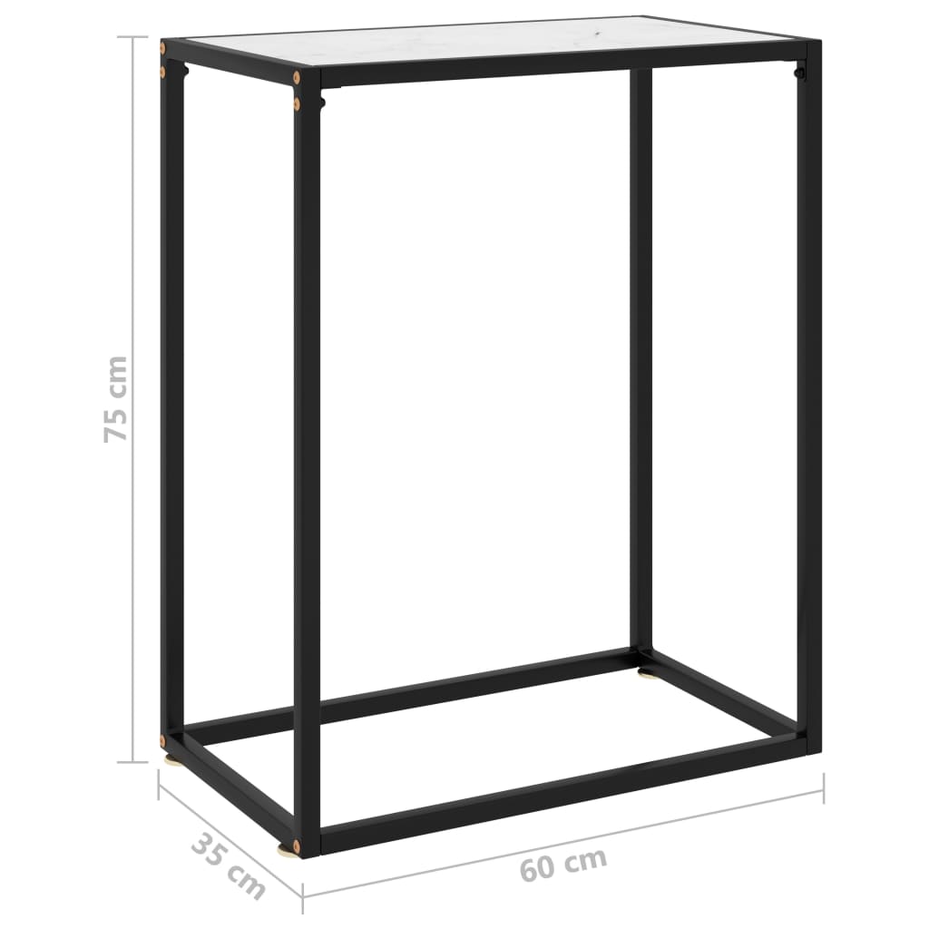 Console Table White 60x35x75 cm Tempered Glass