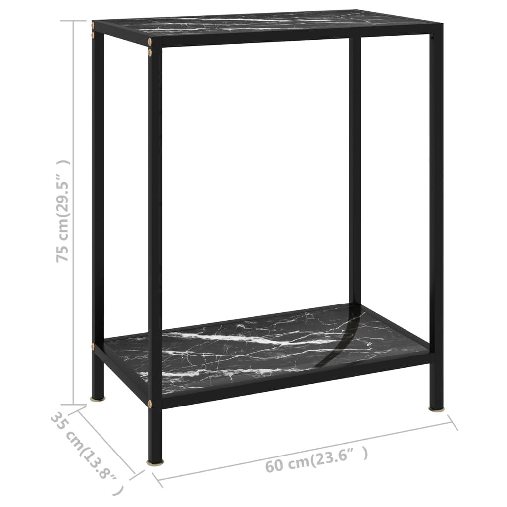 Console Table Black 60x35x75 cm Tempered Glass