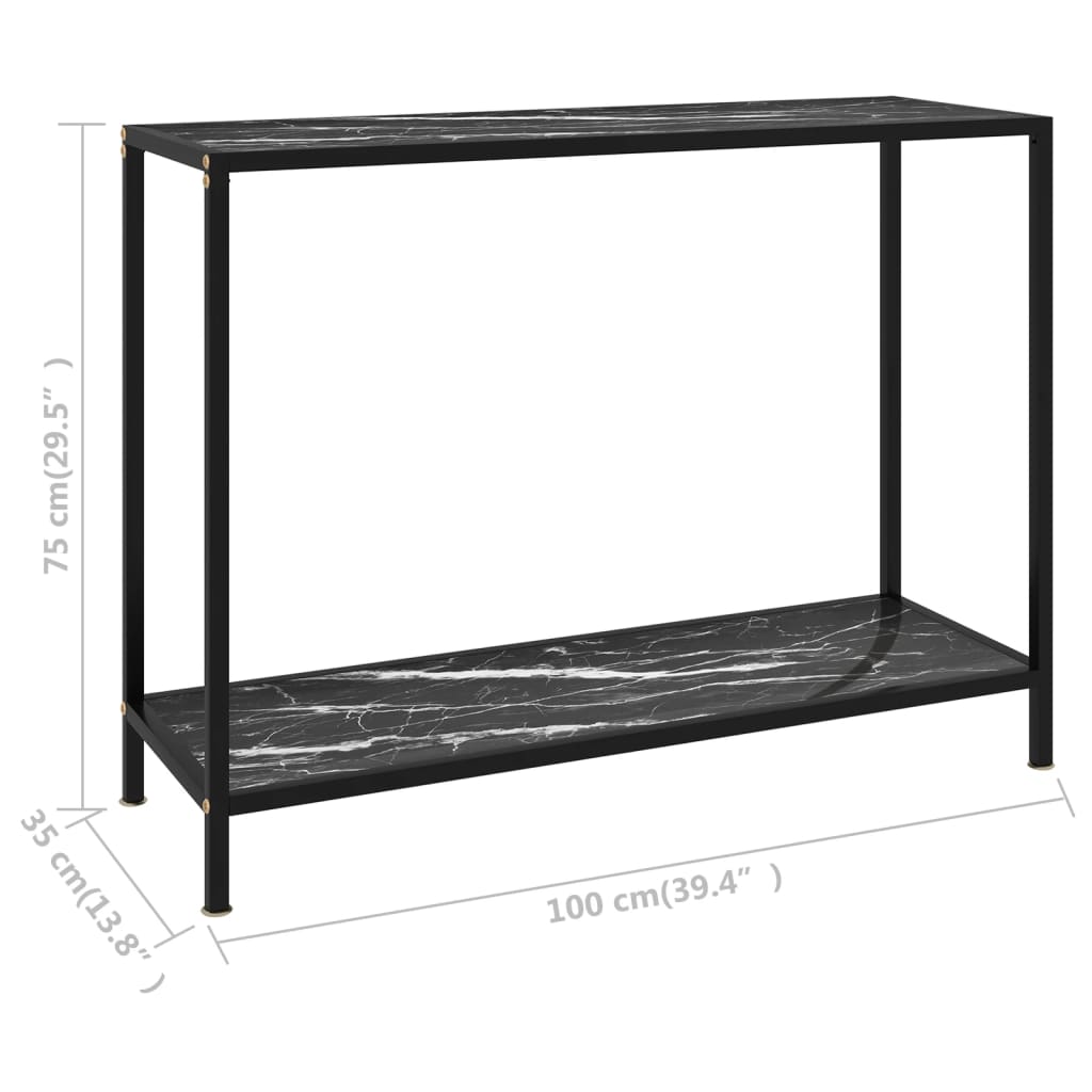 Console Table Black 100x35x75 cm Tempered Glass