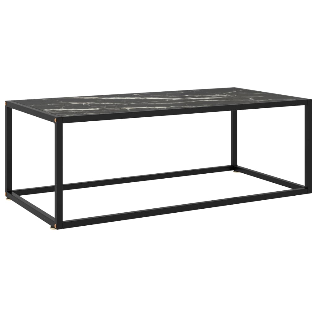 Coffee Table Black with Black Marble Glass 100x50x35 cm