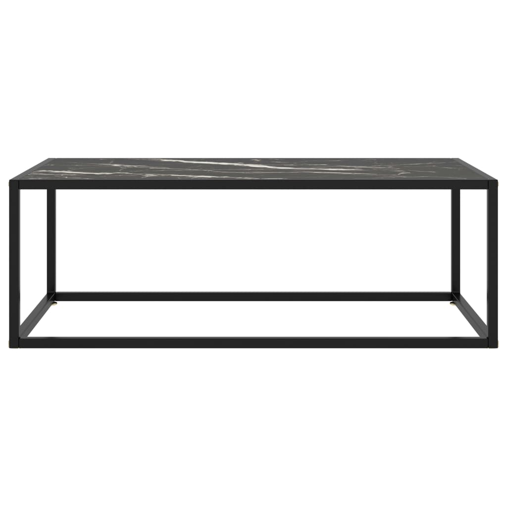 Coffee Table Black with Black Marble Glass 100x50x35 cm