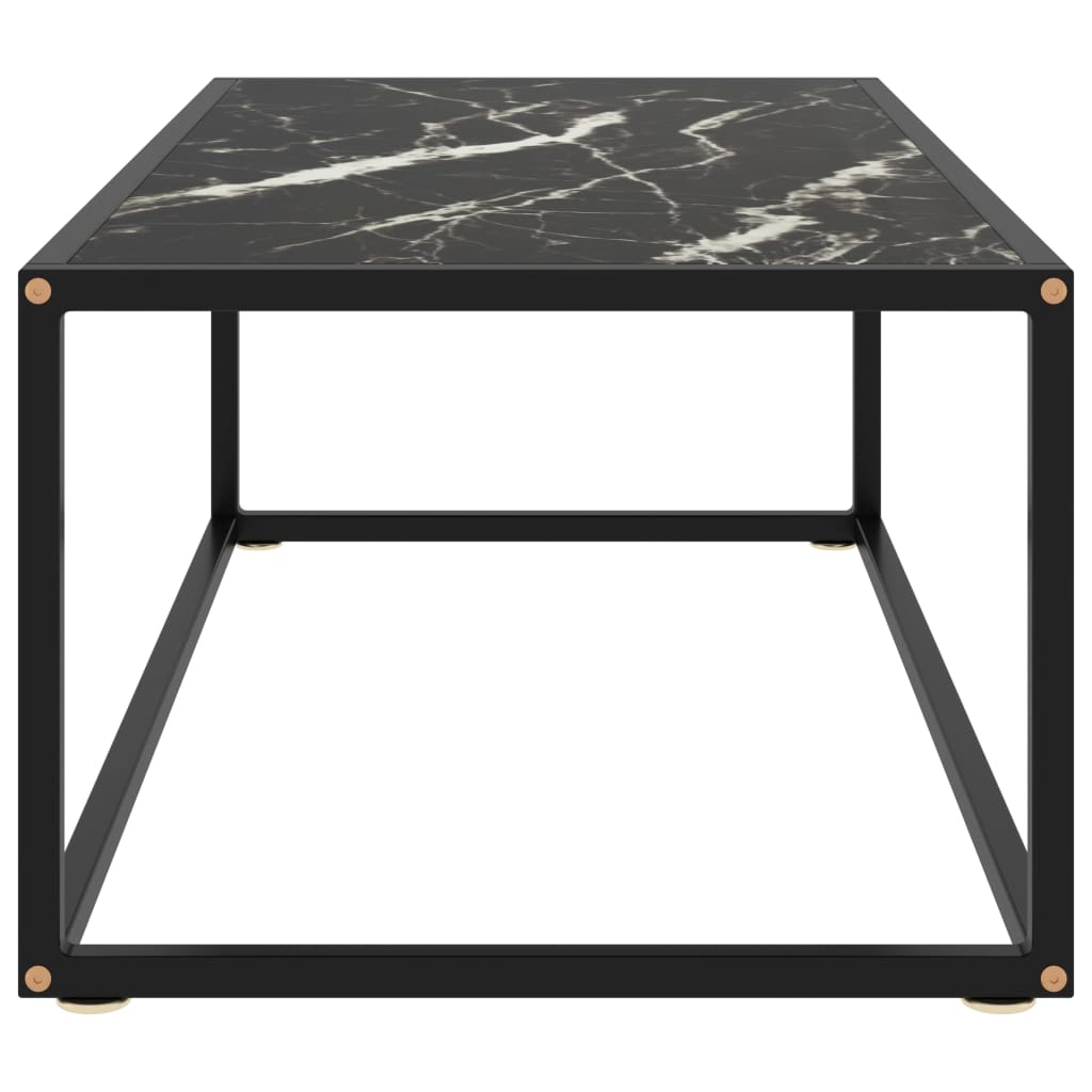 Coffee Table Black with Black Marble Glass 100x50x35 cm