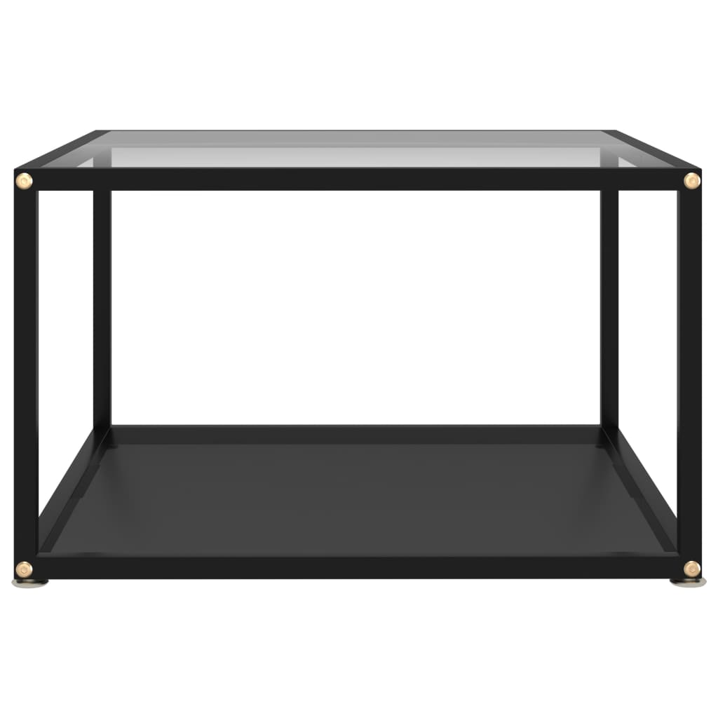 Coffee Table Transparent and Black 60x60x35 cm Tempered Glass