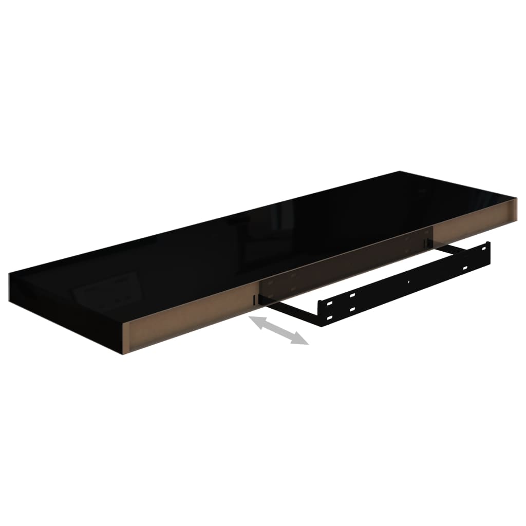 Floating Wall Shelves 4 pcs High Gloss Black 80x23.5x3.8 cm MDF