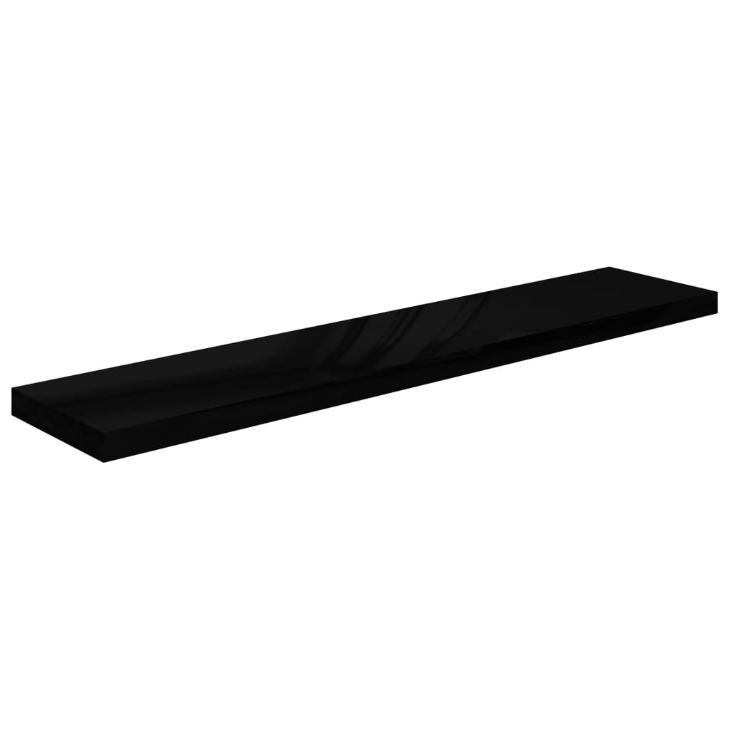 Floating Wall Shelves 4 pcs High Gloss Black 120x23.5x3.8 cm MDF