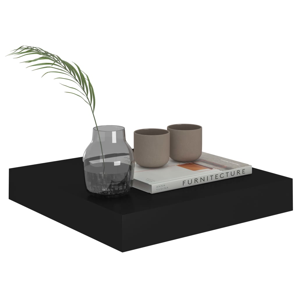 Floating Wall Shelf Black 23x23.5x3.8 cm MDF