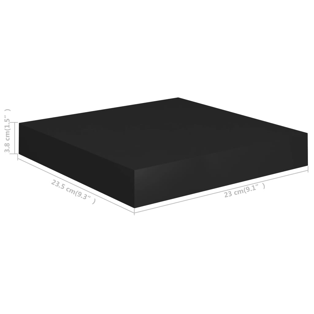 Floating Wall Shelf Black 23x23.5x3.8 cm MDF