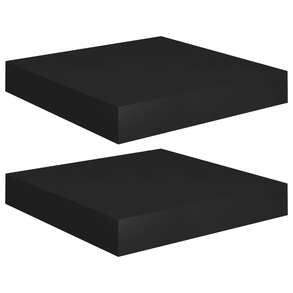 Floating Wall Shelves 2 pcs Black 23x23.5x3.8 cm MDF