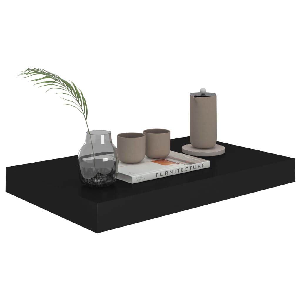 Floating Wall Shelf Black 40x23x3.8 cm MDF
