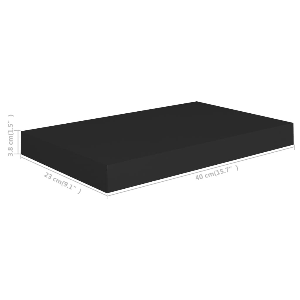 Floating Wall Shelf Black 40x23x3.8 cm MDF