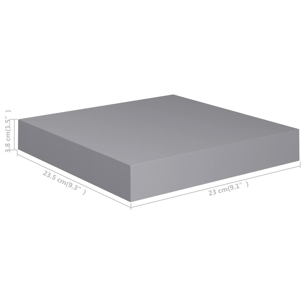 Floating Wall Shelf Grey 23x23.5x3.8 cm MDF