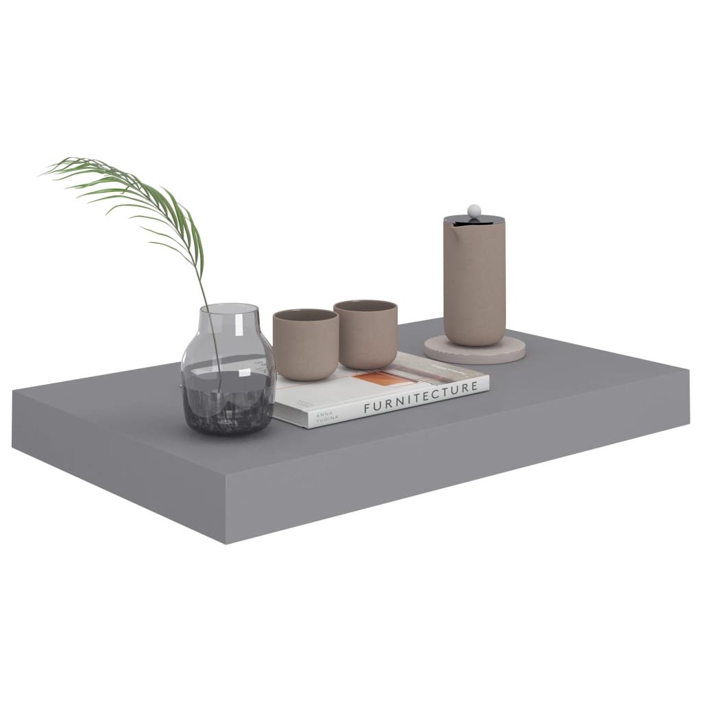 Floating Wall Shelves 2 pcs Grey 40x23x3.8 cm MDF
