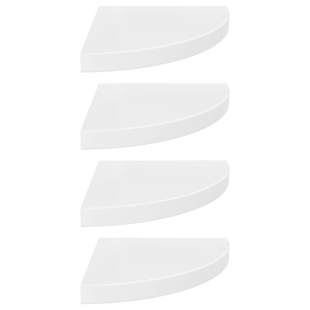 Floating Corner Shelves 4 pcs High Gloss White 35x35x3.8 cm MDF