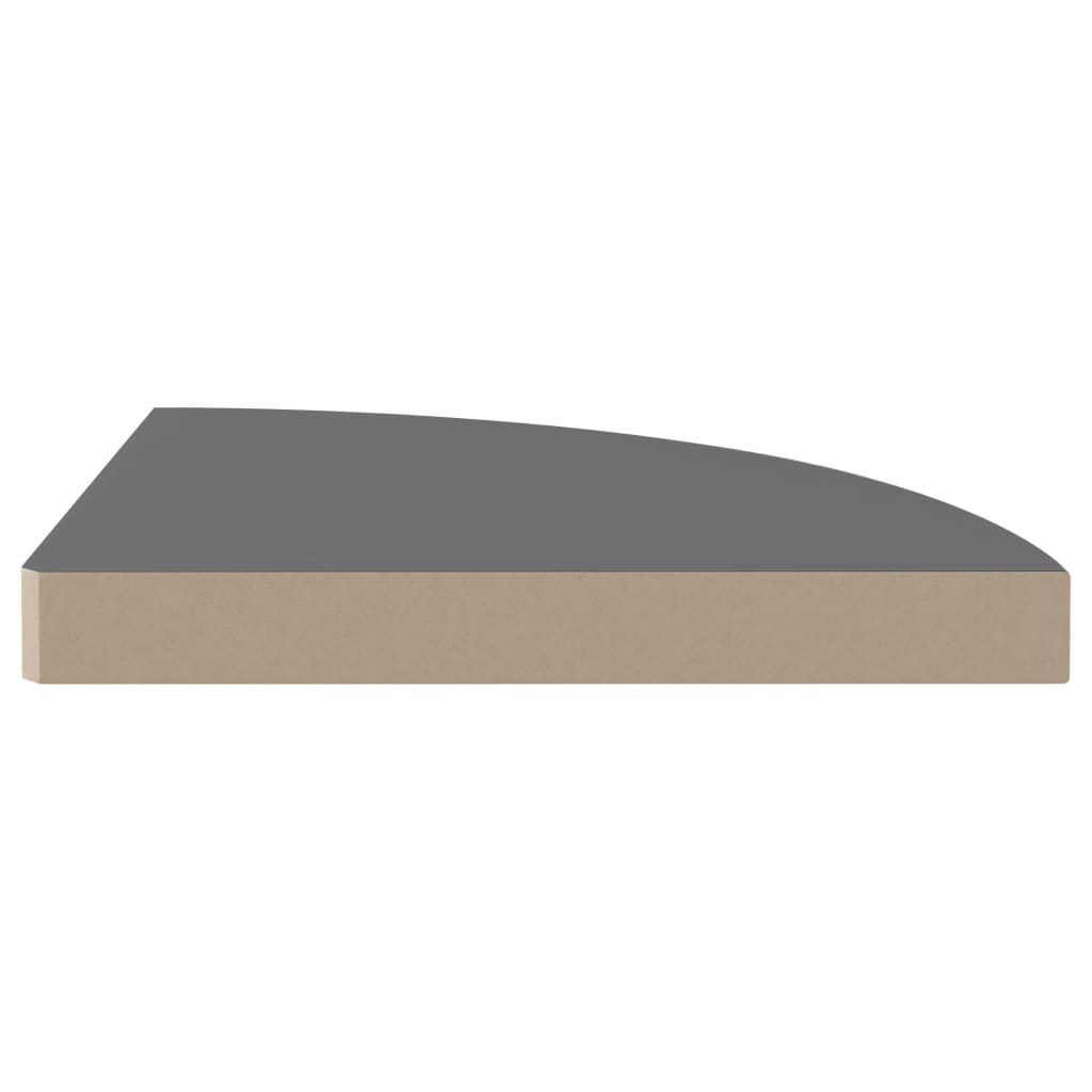 Floating Corner Shelves 2 pcs High Gloss Grey 35x35x3.8 cm MDF