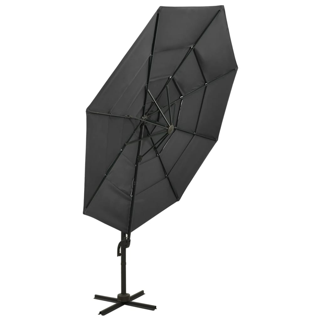 4-Tier Garden Parasol with Aluminium Pole Anthracite 3x3 m