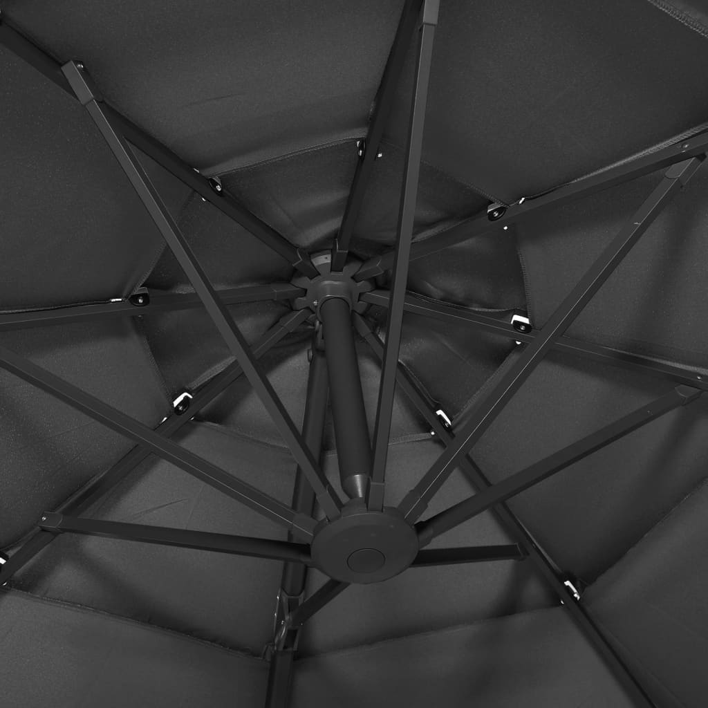 4-Tier Garden Parasol with Aluminium Pole Anthracite 3x3 m