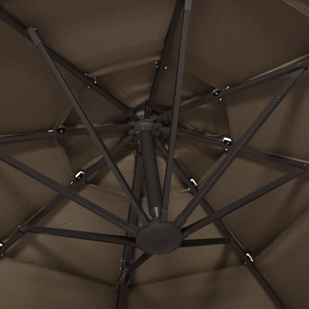 4-Tier Garden Parasol with Aluminium Pole Taupe 3x3 m