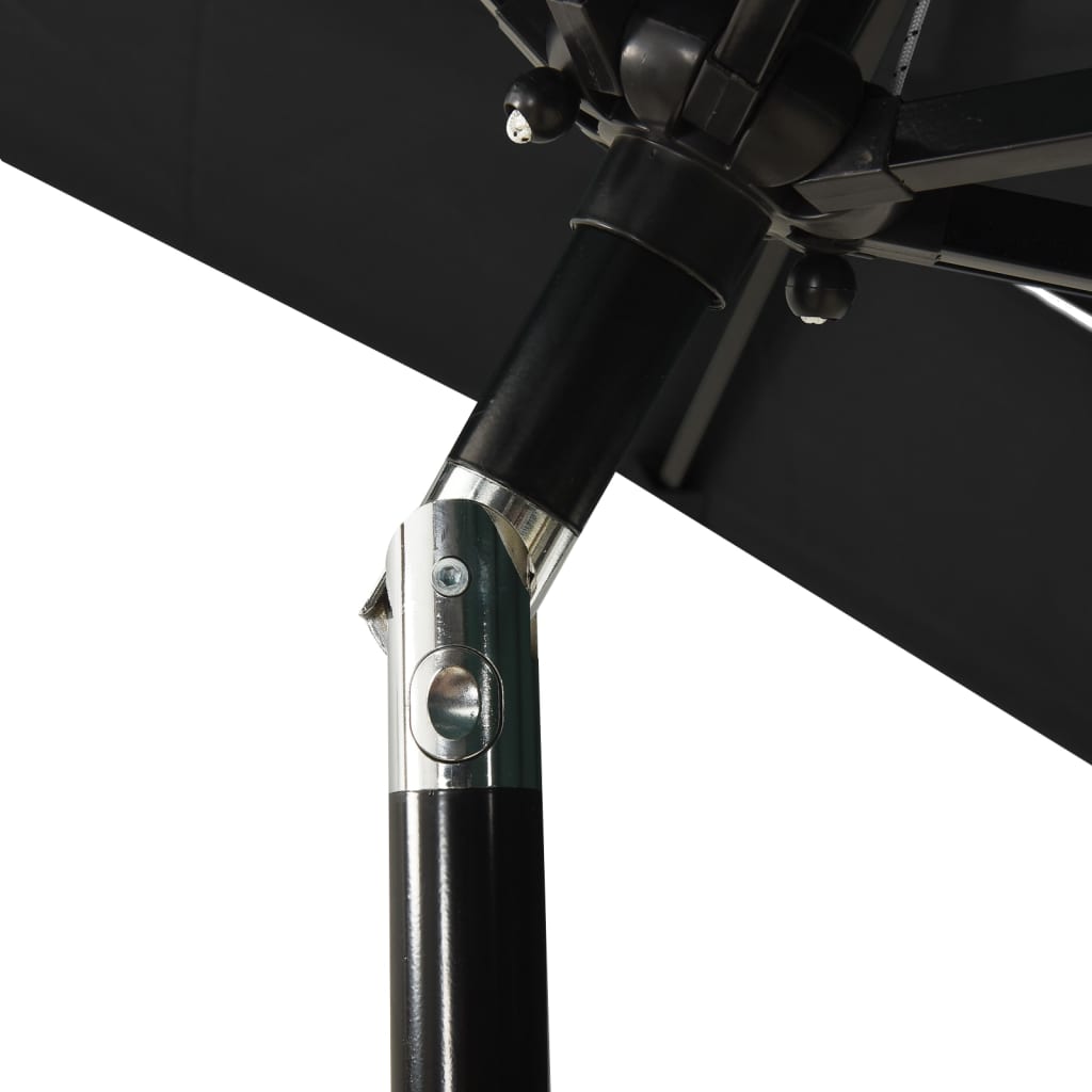 3-Tier Garden Parasol with Aluminium Pole Black 2x2 m