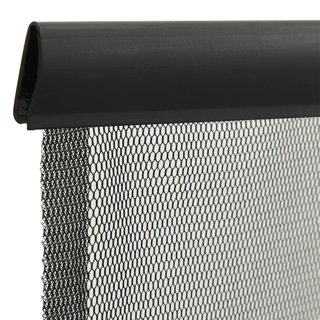 Insect Door Screen with 5-Piece Mesh Curtain Black 120x240 cm