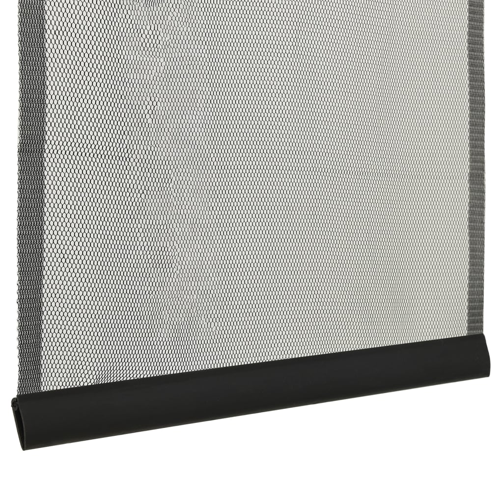 Insect Door Screen with 5-Piece Mesh Curtain Black 120x240 cm