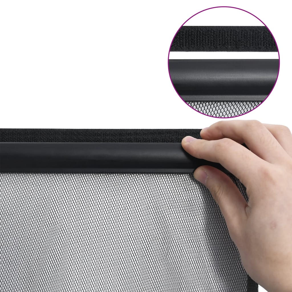Insect Door Screen with 5-Piece Mesh Curtain Black 120x240 cm