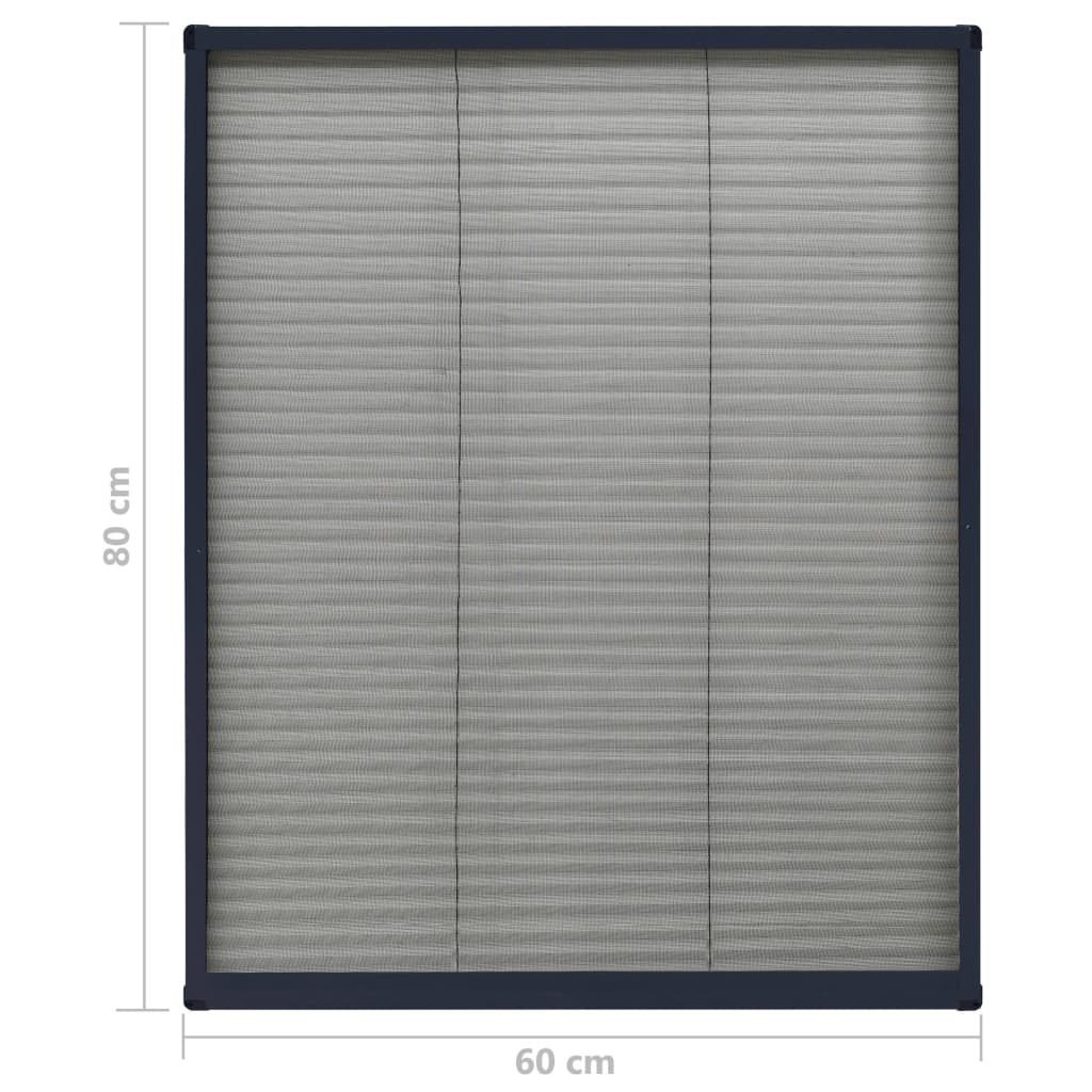 Plisse Insect Screen for Windows Aluminium Anthracite 60x80cm
