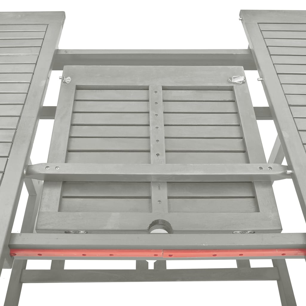 5 Piece Garden Dining Set (150-200)x100cm Solid Acacia Wood Grey
