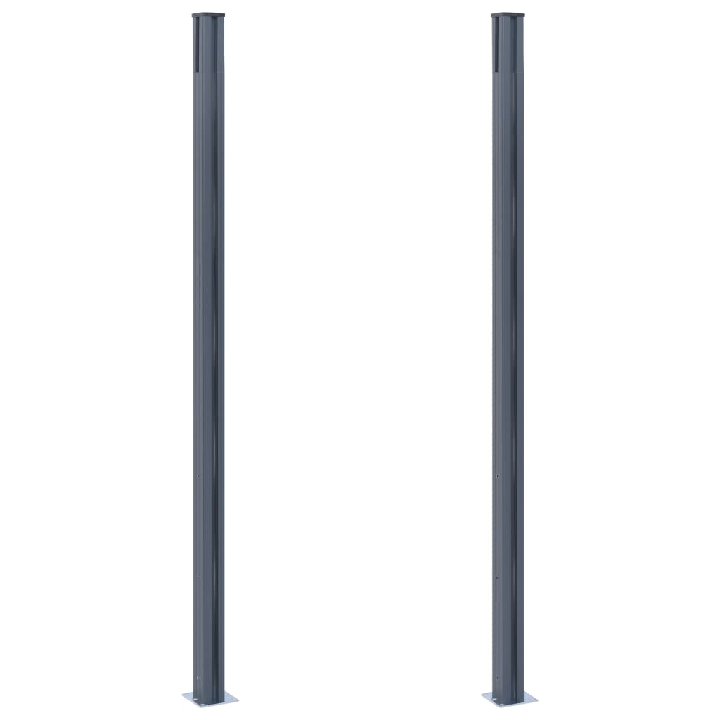 Fence Posts 2 pcs Dark Grey 185 cm Aluminium