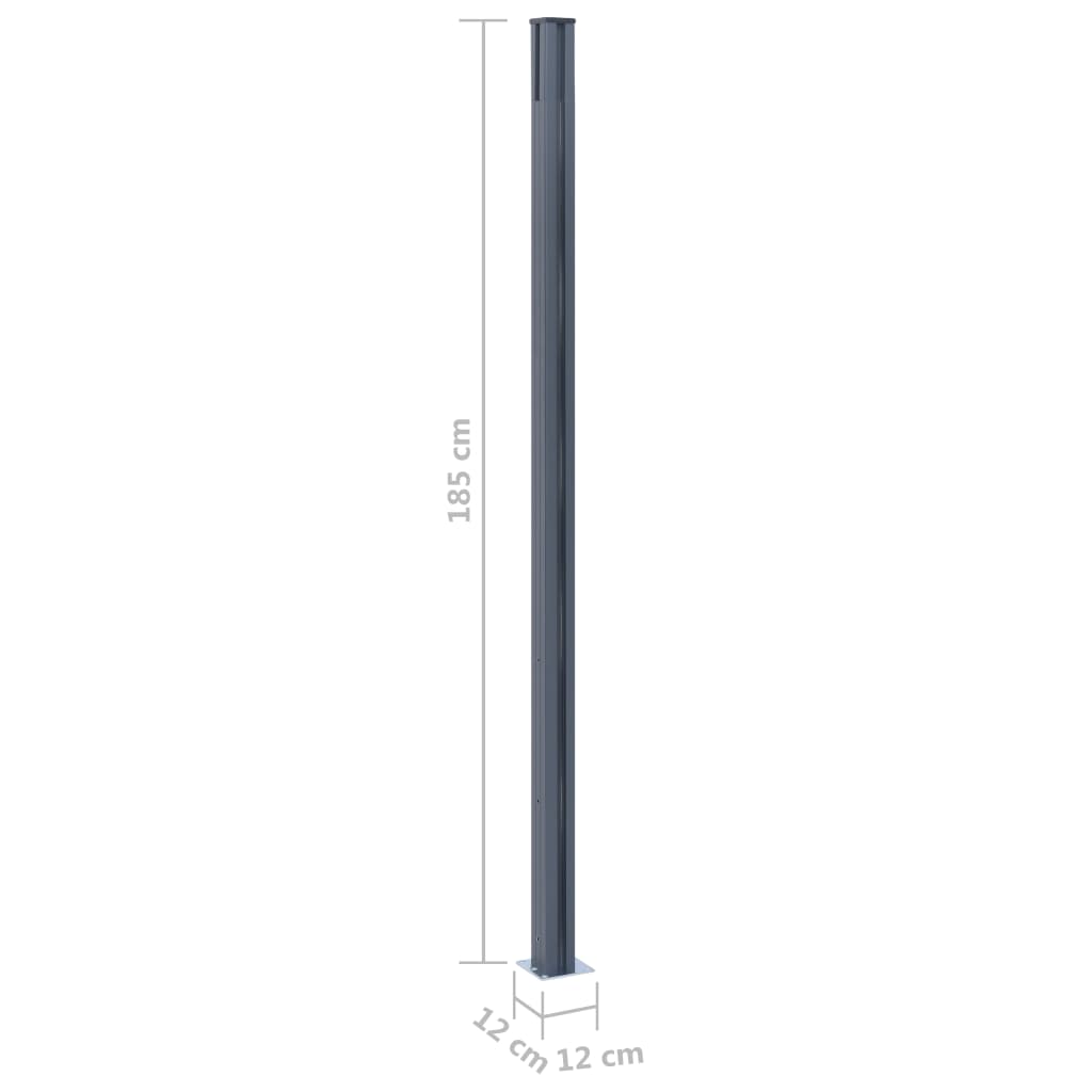 Fence Posts 2 pcs Dark Grey 185 cm Aluminium