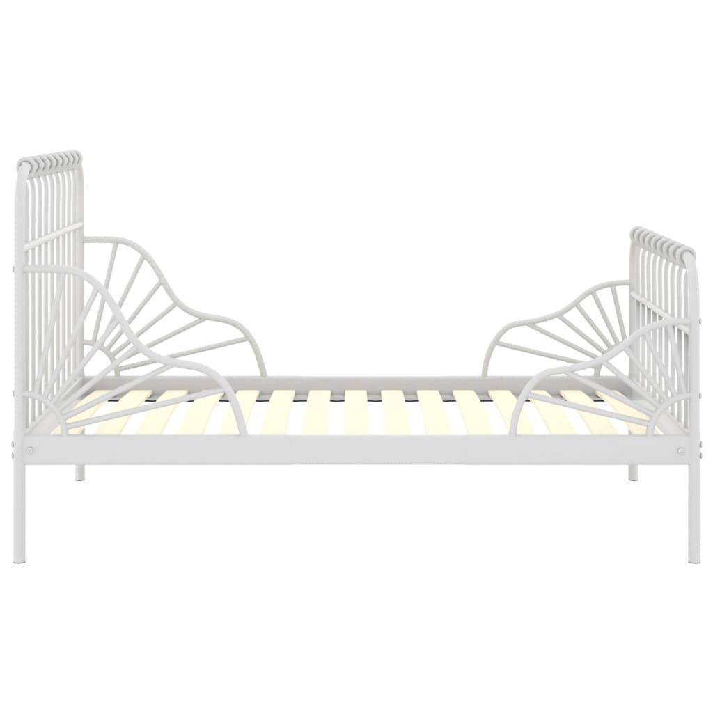 Extendable Bed Frame without Mattress White Metal 80x130/200 cm