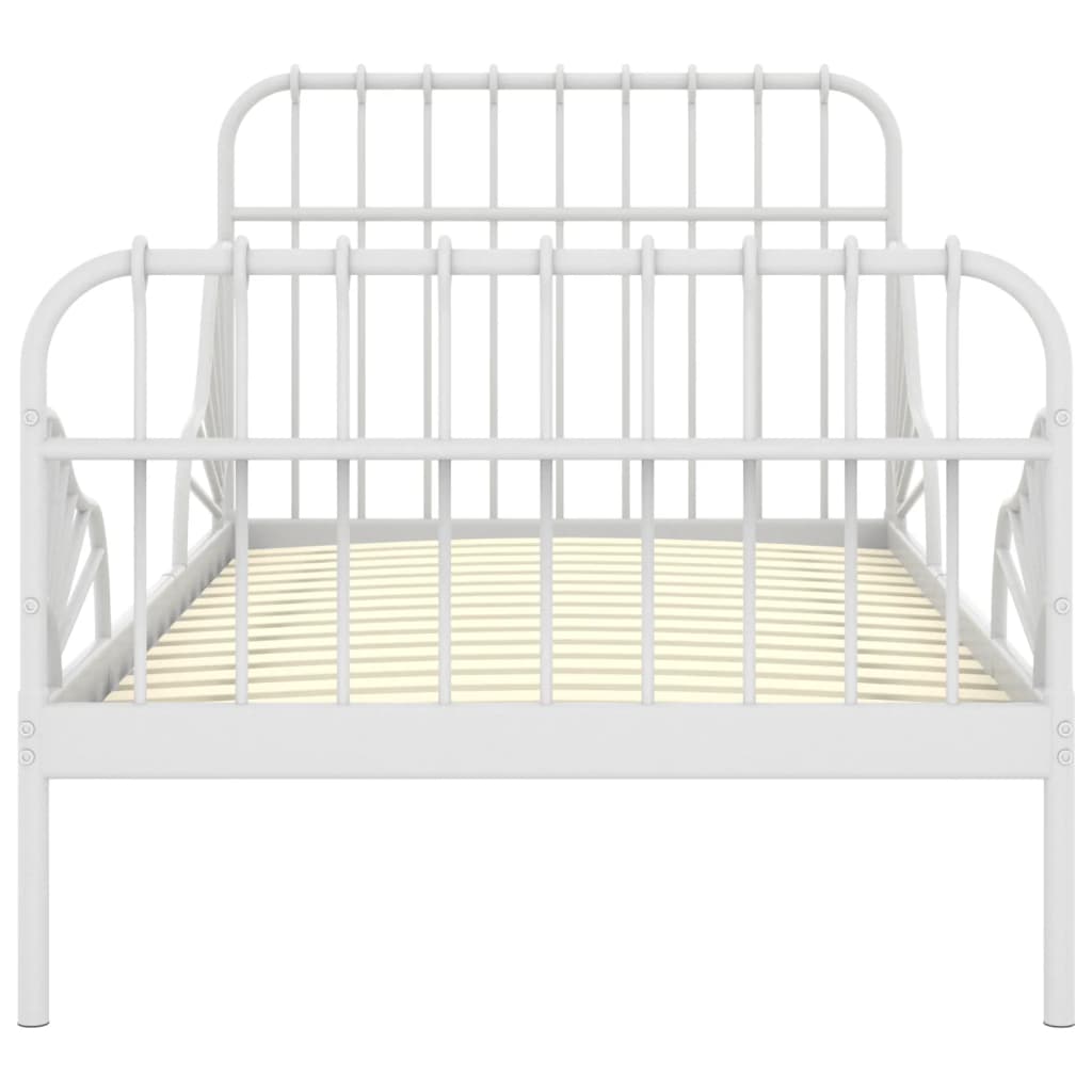 Extendable Bed Frame without Mattress White Metal 80x130/200 cm