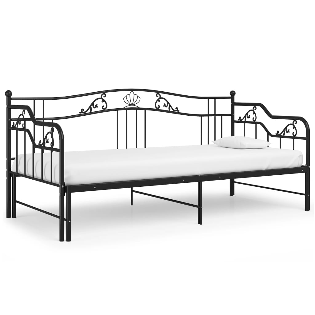 Pull-out Sofa Bed Frame without Mattress Black Metal 90x200 cm