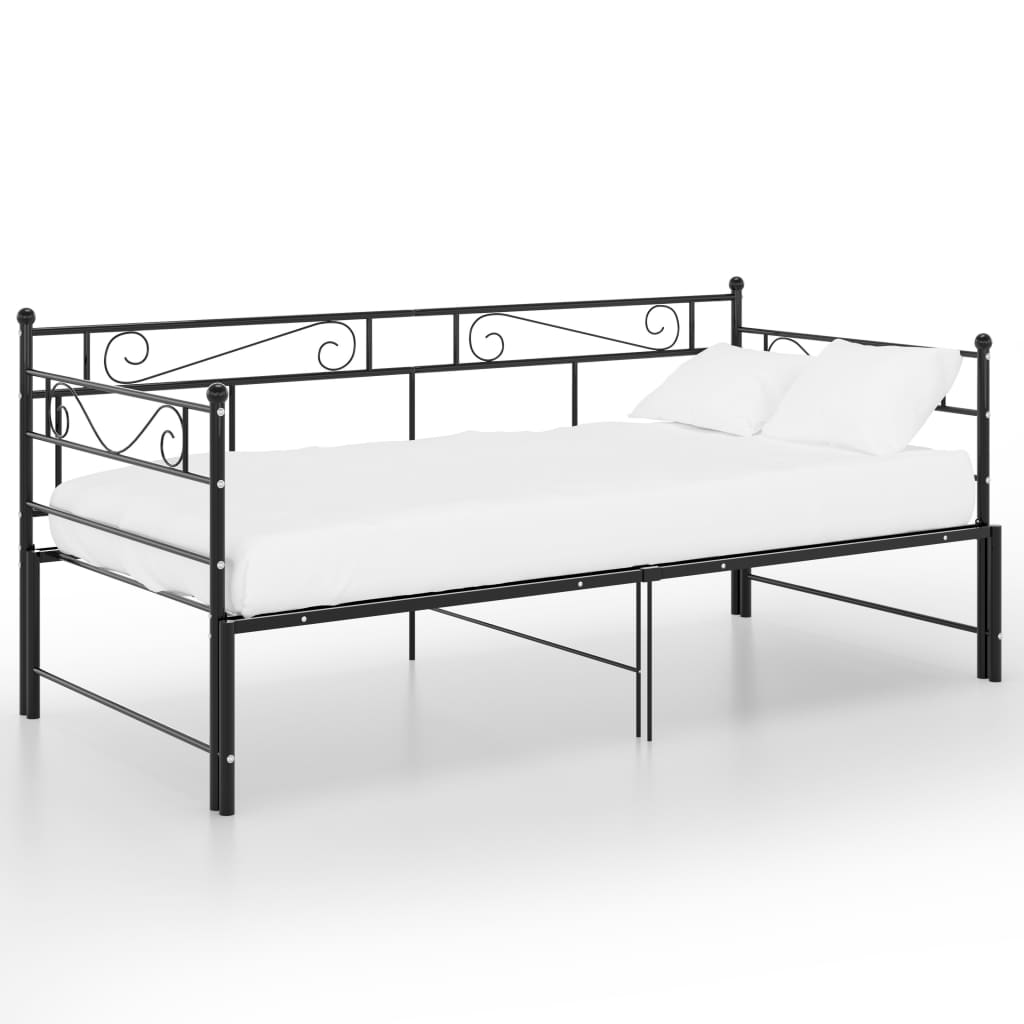 Pull-out Sofa Bed Frame without Mattress Black Metal 90x200 cm