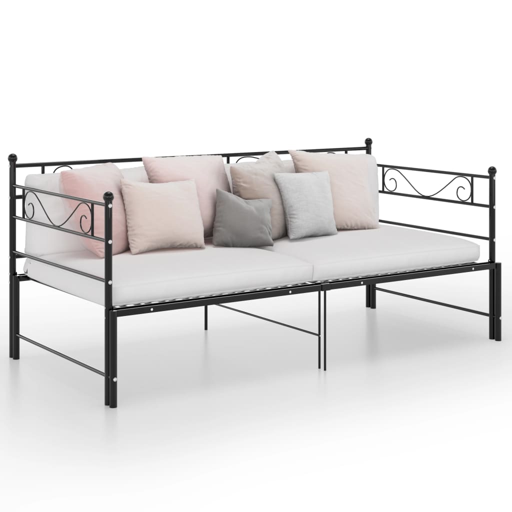 Pull-out Sofa Bed Frame without Mattress Black Metal 90x200 cm