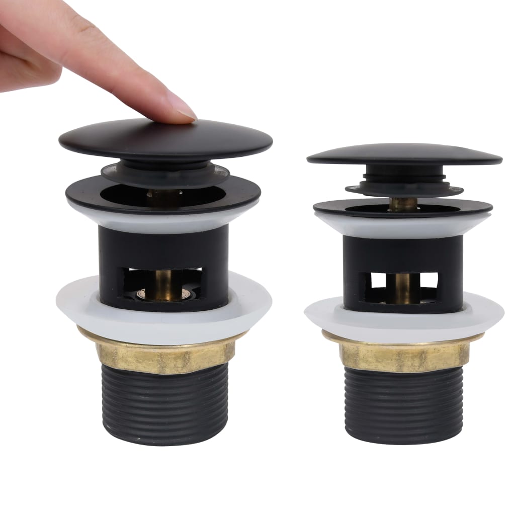 Push Drain with Overflow Function Black 6.4x6.4x9.1 cm