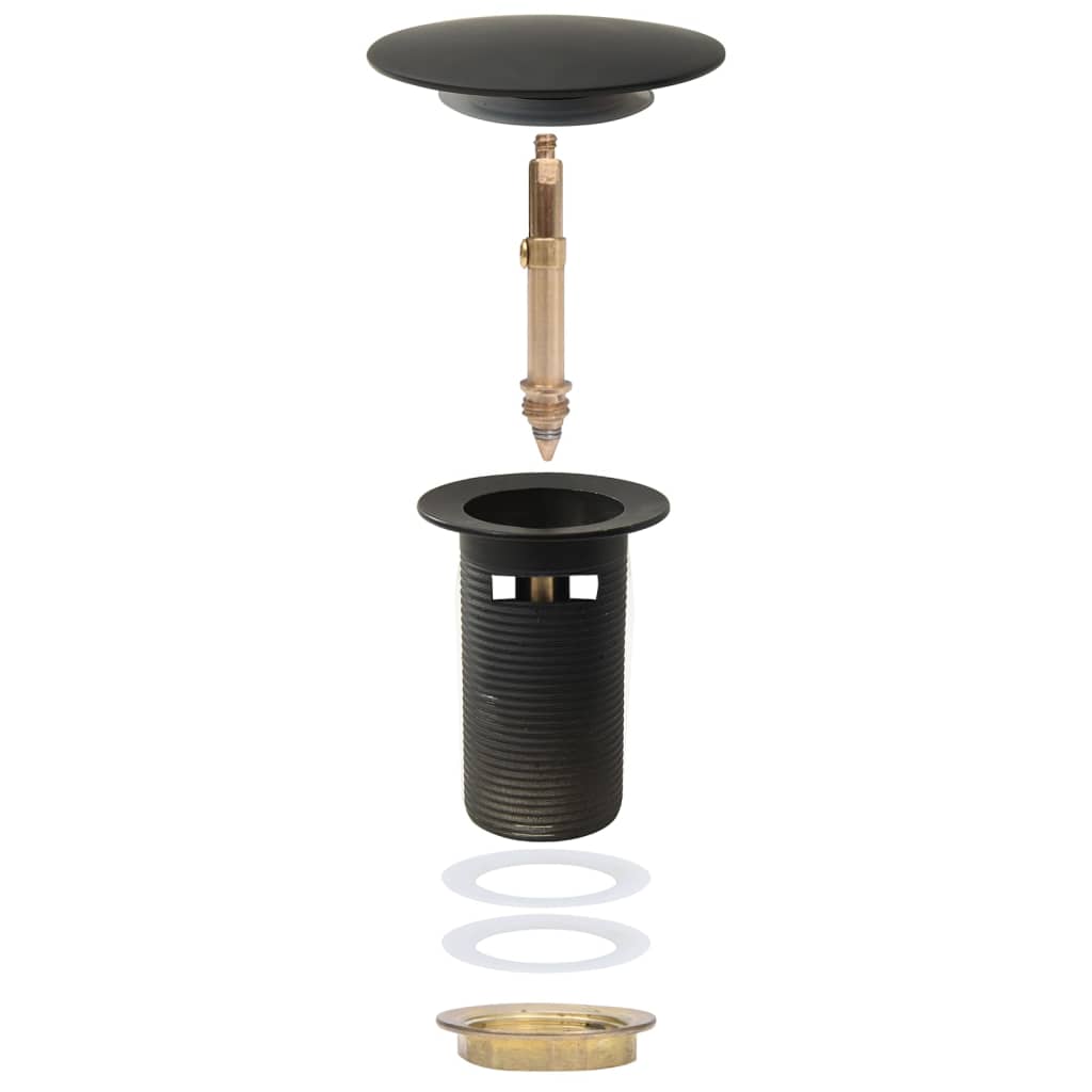 Push Drain with Overflow Function Black 6.4x6.4x9.1 cm
