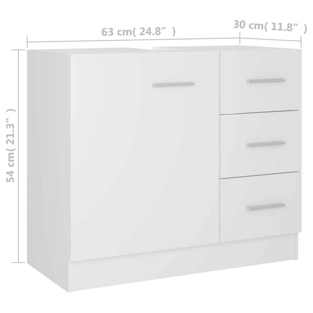Sink Cabinet White 63x30x54 cm Engineered Wood