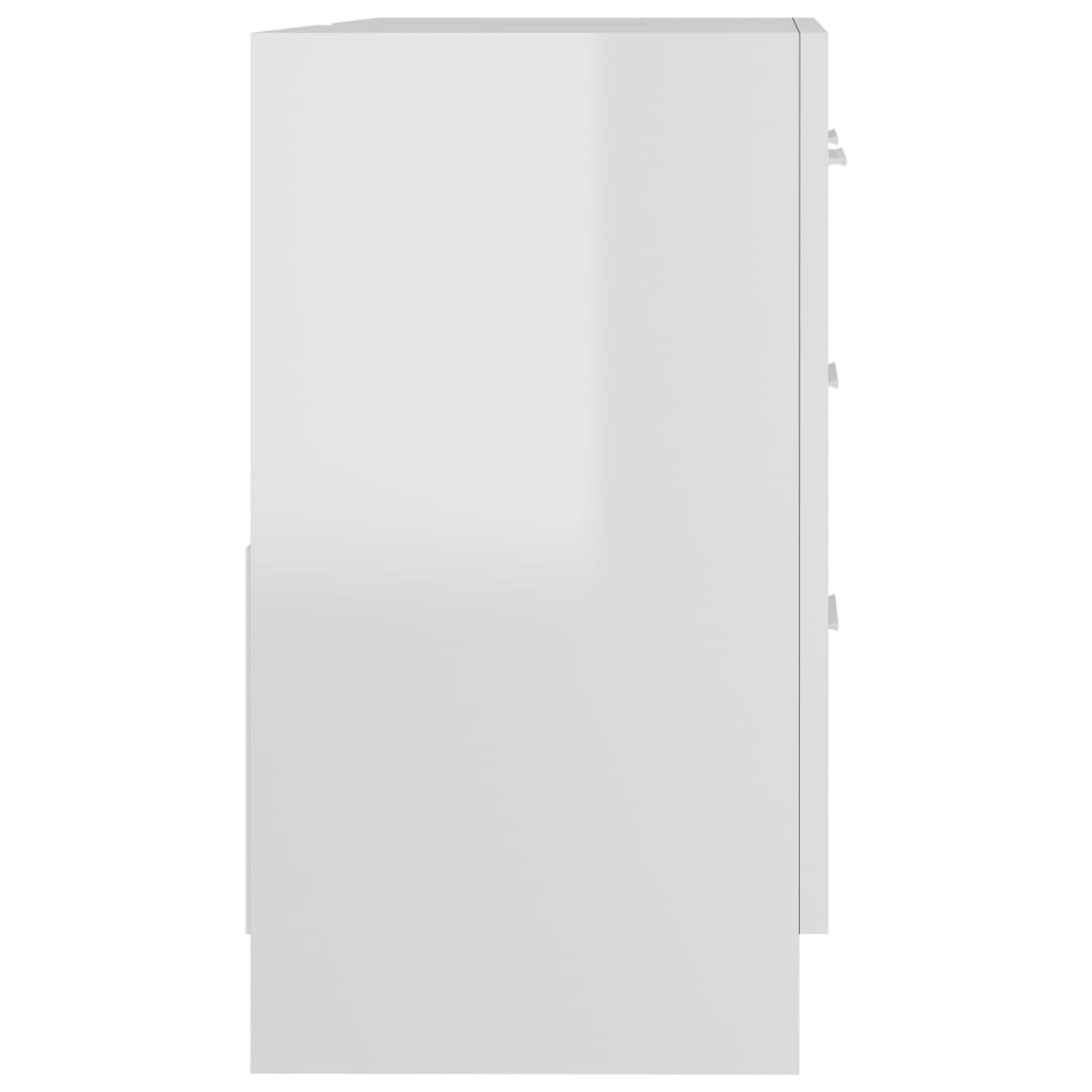 Sink Cabinet High Gloss White 63x30x54 cm Engineered Wood