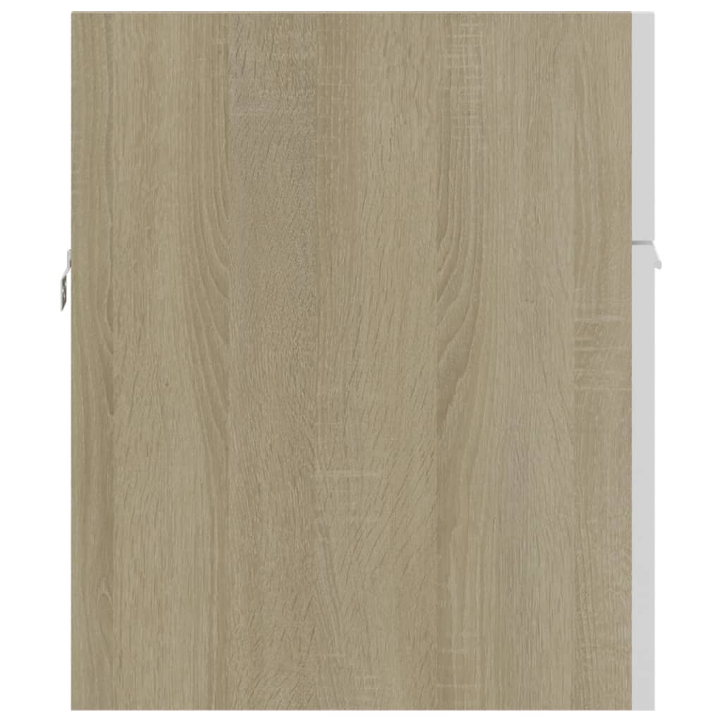 Sink Cabinet White and Sonoma Oak 90x38.5x46 cm Engineered Wood