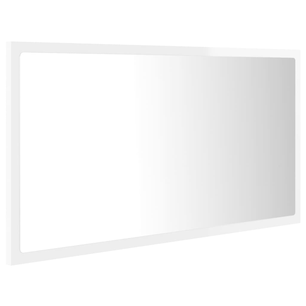 LED Bathroom Mirror High Gloss White 80x8.5x37 cm Acrylic
