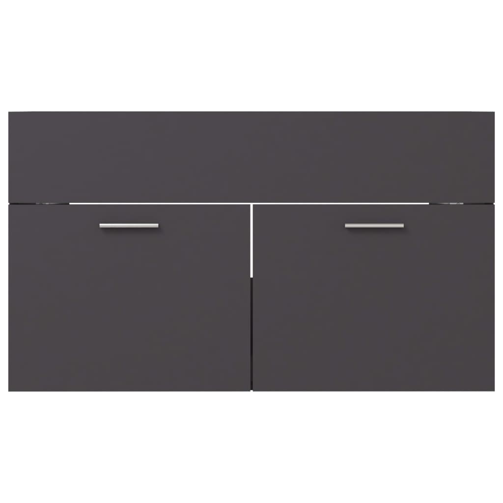 2 Piece Bathroom Furniture Set Grey Engineered Wood