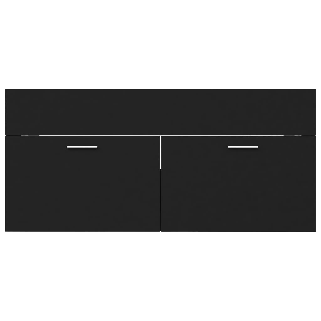 2 Piece Bathroom Furniture Set Black Engineered Wood