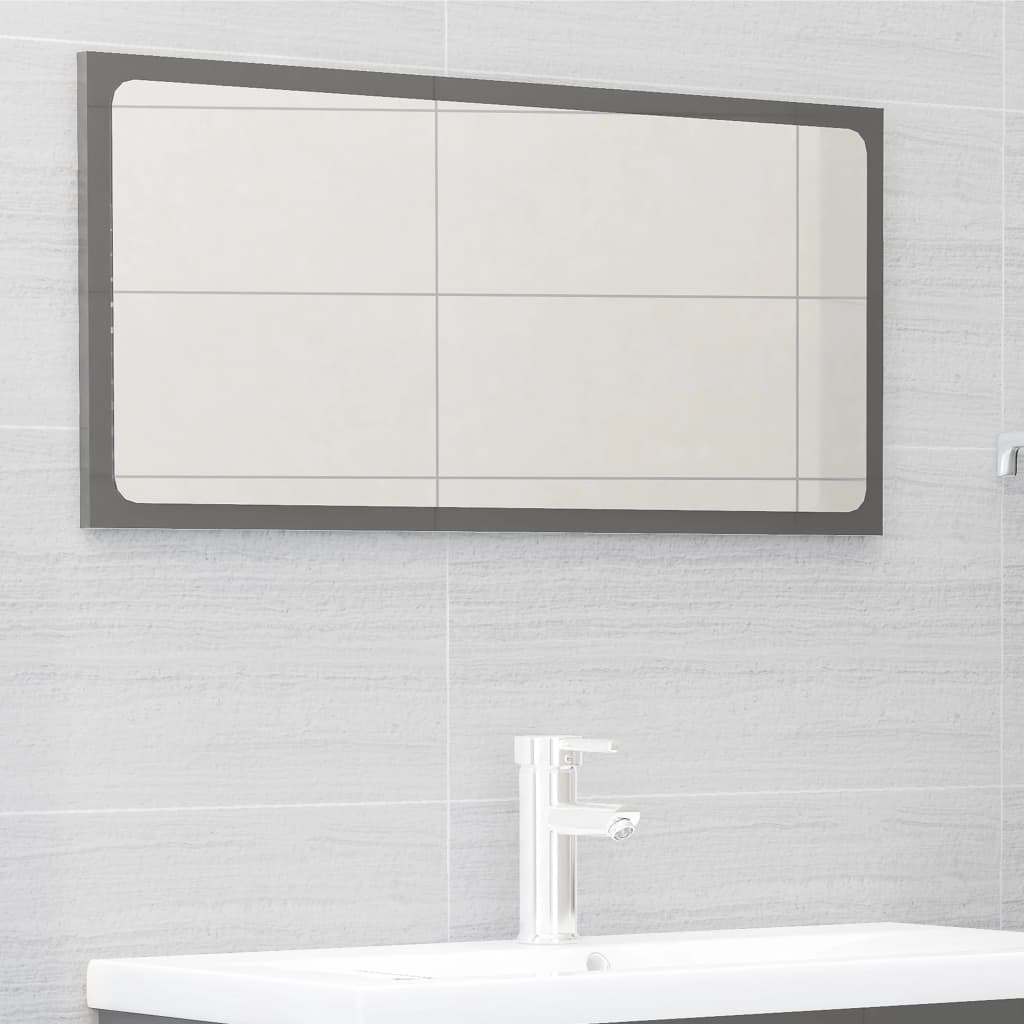 2 Piece Bathroom Furniture Set High Gloss Grey Engineered Wood
