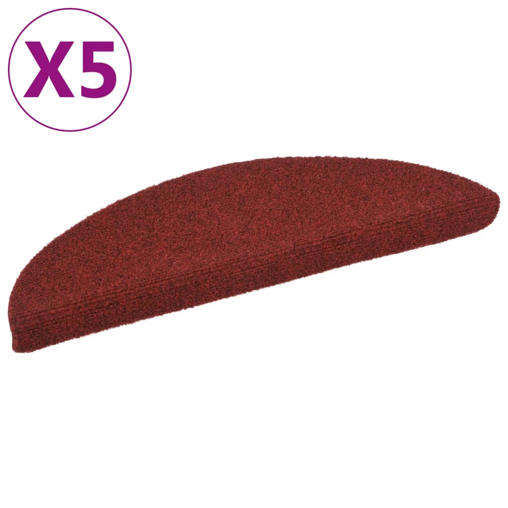 Stair Mats Self-adhesive 5 pcs 56x17x3 cm Bordeaux Red Half Round