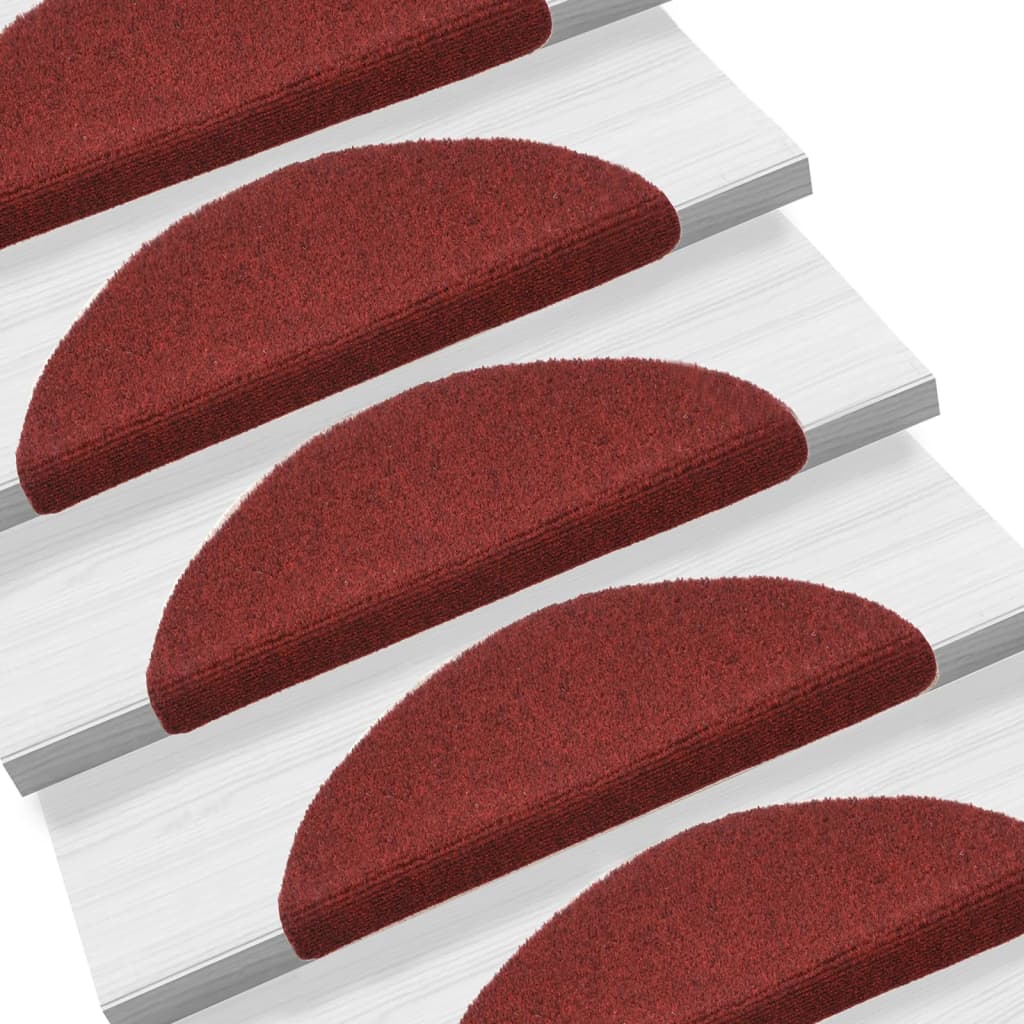 Stair Mats Self-adhesive 5 pcs 56x17x3 cm Bordeaux Red Half Round