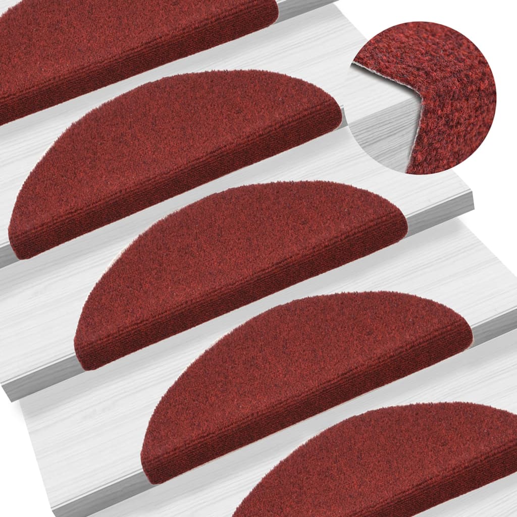 Stair Mats Self-adhesive 5 pcs 56x17x3 cm Bordeaux Red Half Round