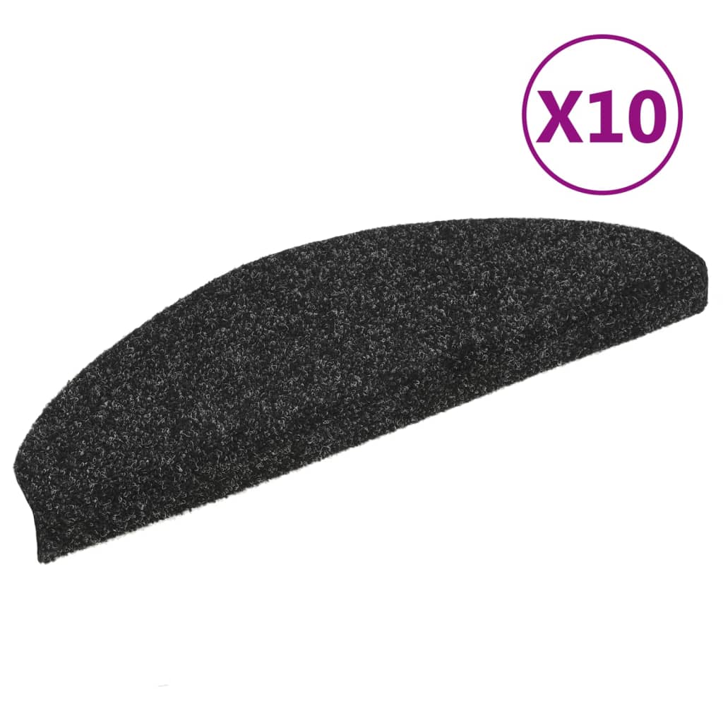 Stair Mats Self-adhesive 10 pcs 65x21x4 cm Black Half Round Large
