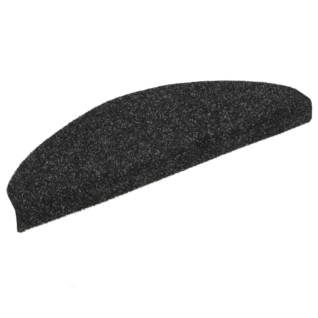 Stair Mats Self-adhesive 10 pcs 65x21x4 cm Black Half Round Large