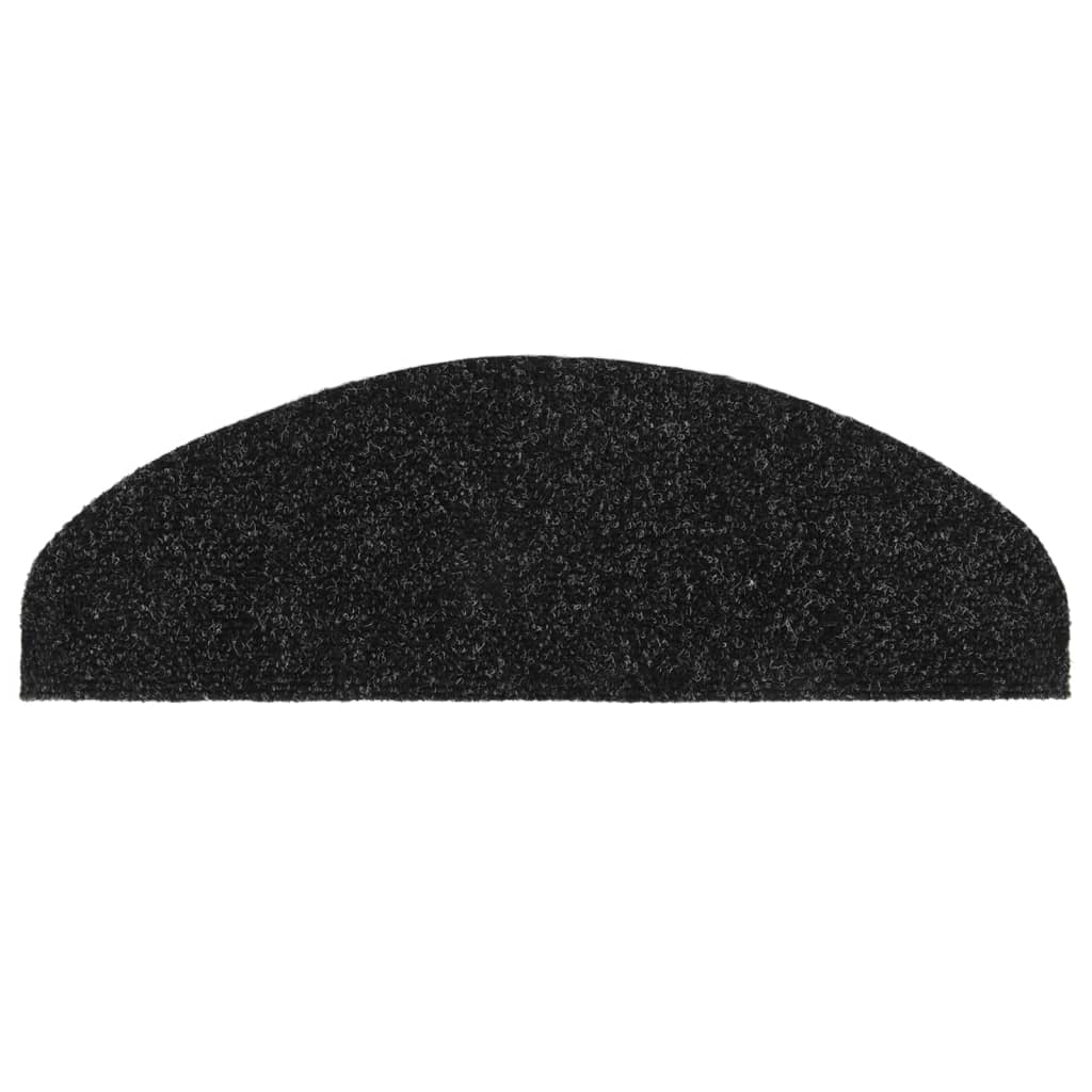 Stair Mats Self-adhesive 10 pcs 65x21x4 cm Black Half Round Large
